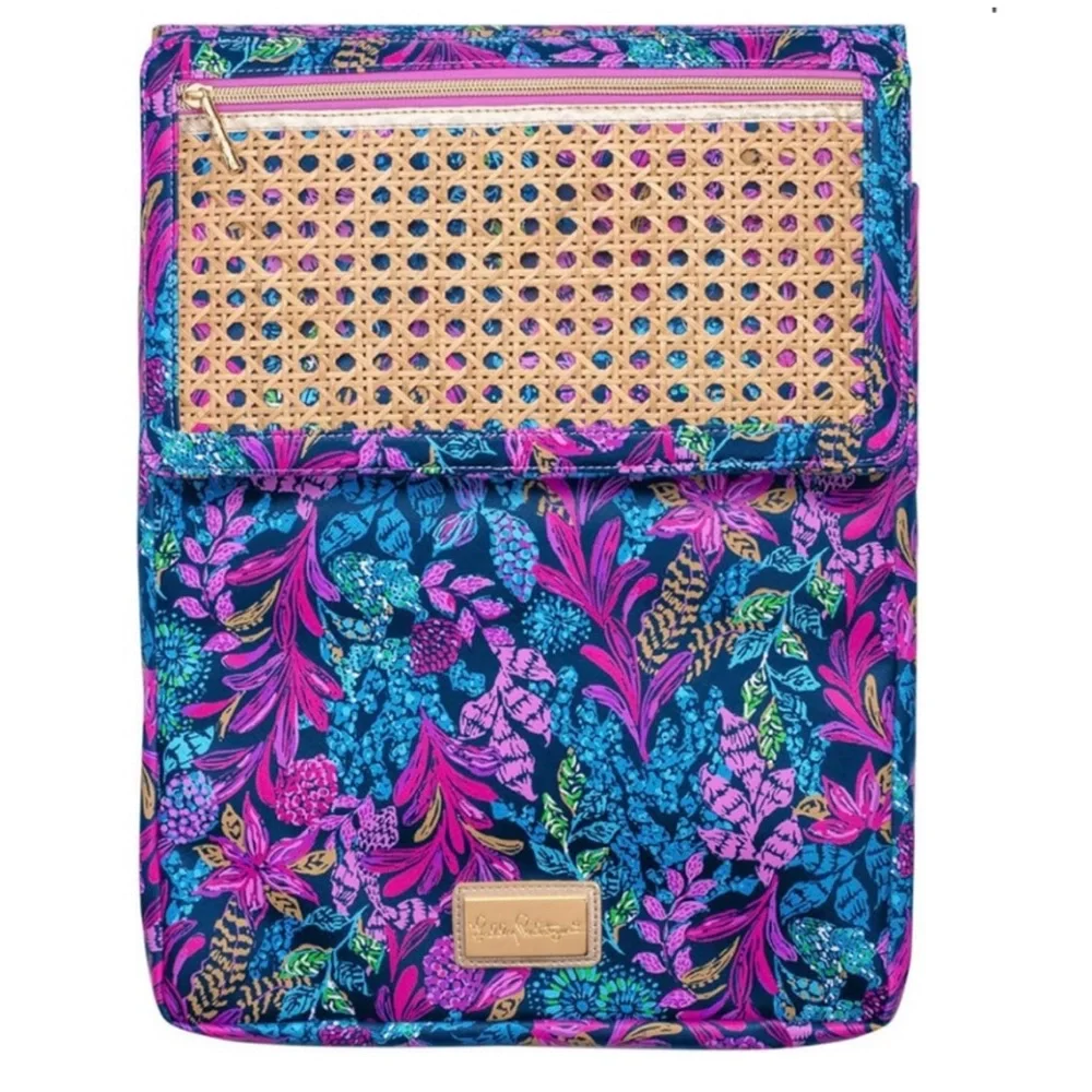 Lilly Pulitzer laptop iPad 14” computer case pink blue gold calypso coast